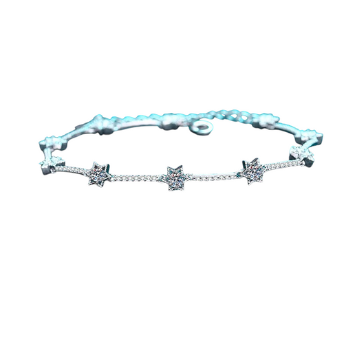 Hayesaura | Cyber Y2K Hexagram Star Ten-Stone Moissanite Bracelet | Avant-Garde High-Cold Talisman