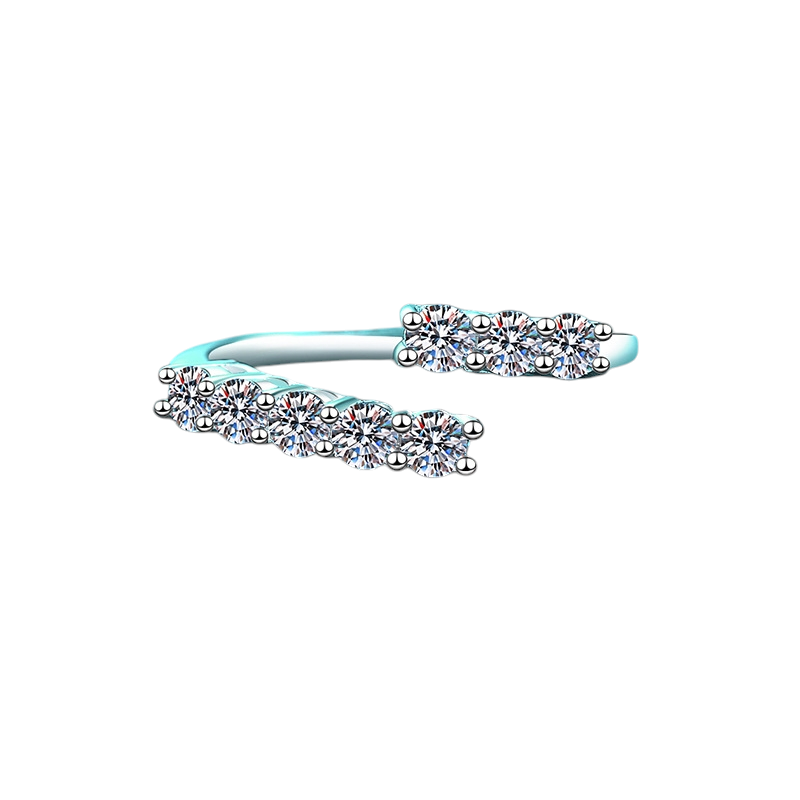 Hayesaura | Cyber Y2K 18K Plated Irregular Open Cuff Moissanite Ring | Avant-Garde Statement Band