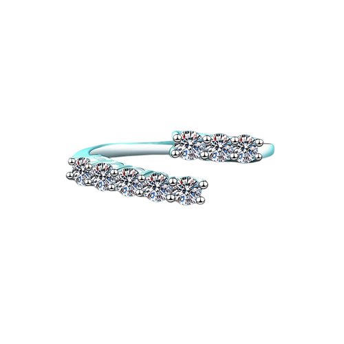 Hayesaura | Cyber Y2K 18K Plated Irregular Open Cuff Moissanite Ring | Avant-Garde Statement Band