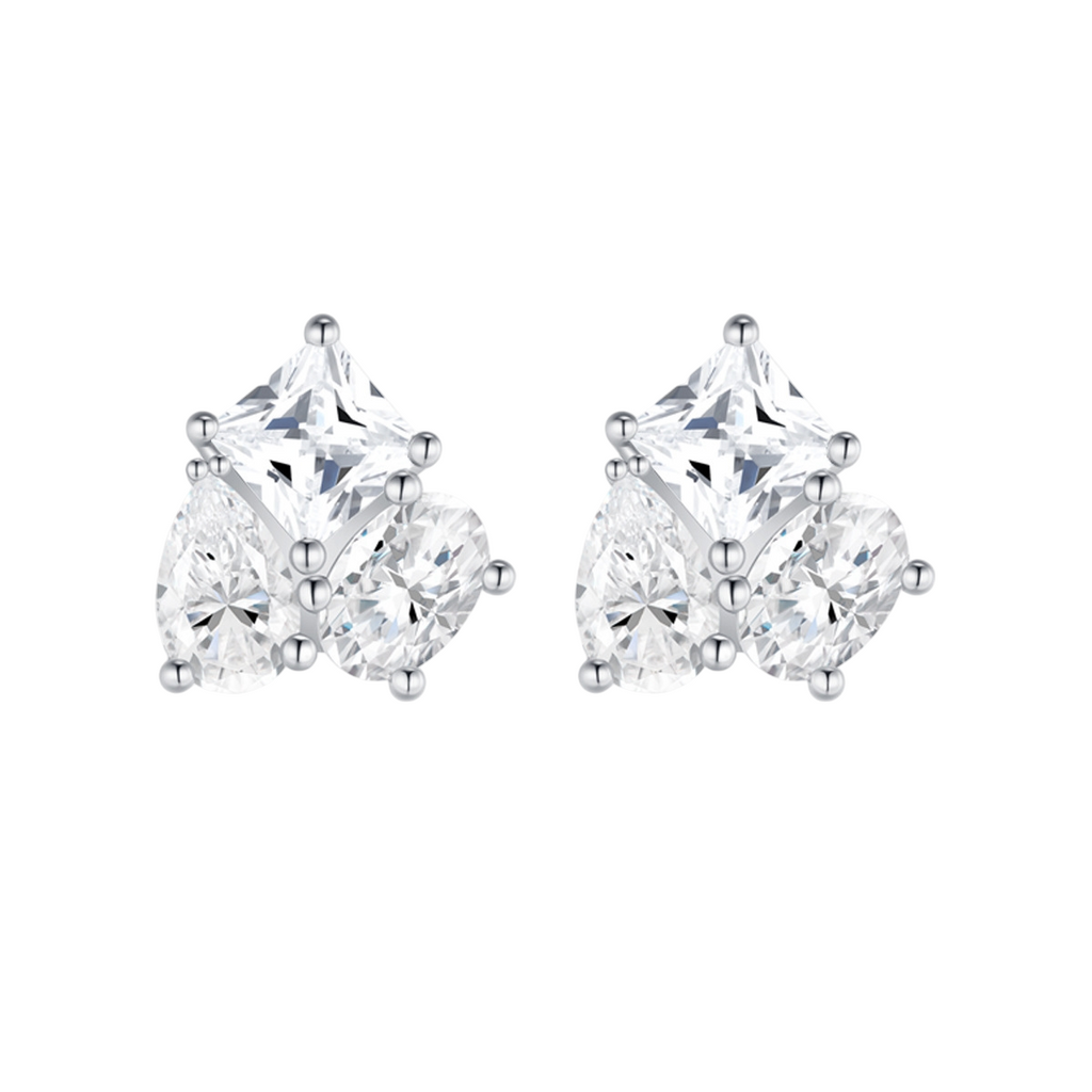 Hayesaura | Industrial Cyber Y2K Geometric Prism Moissanite Studs | High-Cold Abstract Statement Earring