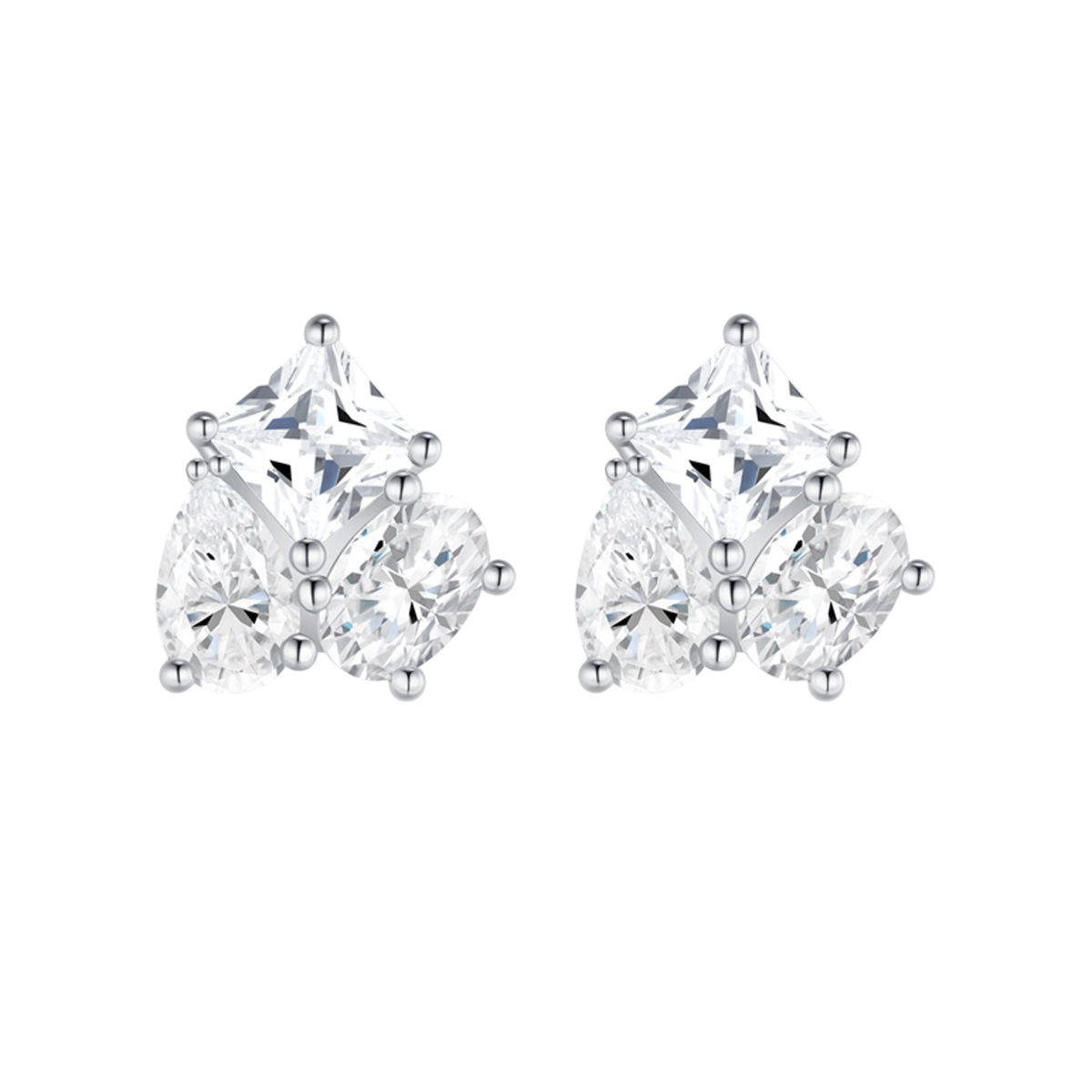 Hayesaura | Industrial Cyber Y2K Geometric Prism Moissanite Studs | High-Cold Abstract Statement Earring