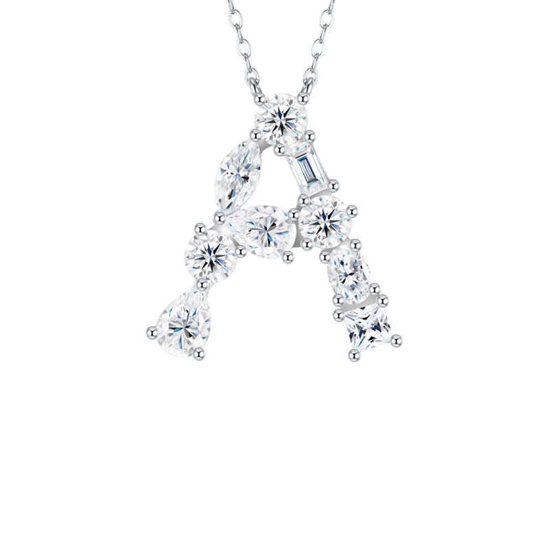 Hayesaura | Street Hip-Hop 18K Plated D-Color Moissanite 26 Initial Letters Necklace | Unisex Avant-Garde Clavicle Chain Statement
