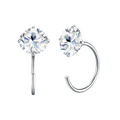 Hayesaura | Scandinavian Four-Prong C-Shape Moissanite Hooks | Minimalist Low-Profile Ear-Wire