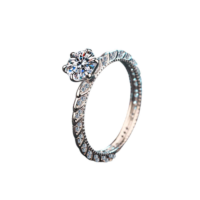 Hayesaura | Office Siren Half-Eternity Six-Prong Moissanite Ring
