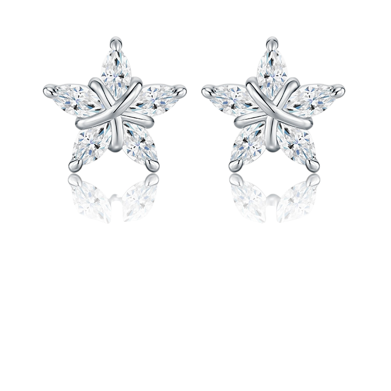 Hayesaura | Celestial Mystique Marquise Star Moissanite | Midnight Glamour Starlit Earrings