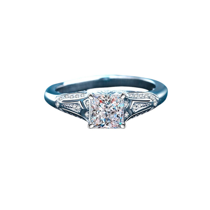 Hayesaura | Princess Square Cut High-Cold Moissanite Solitaire
