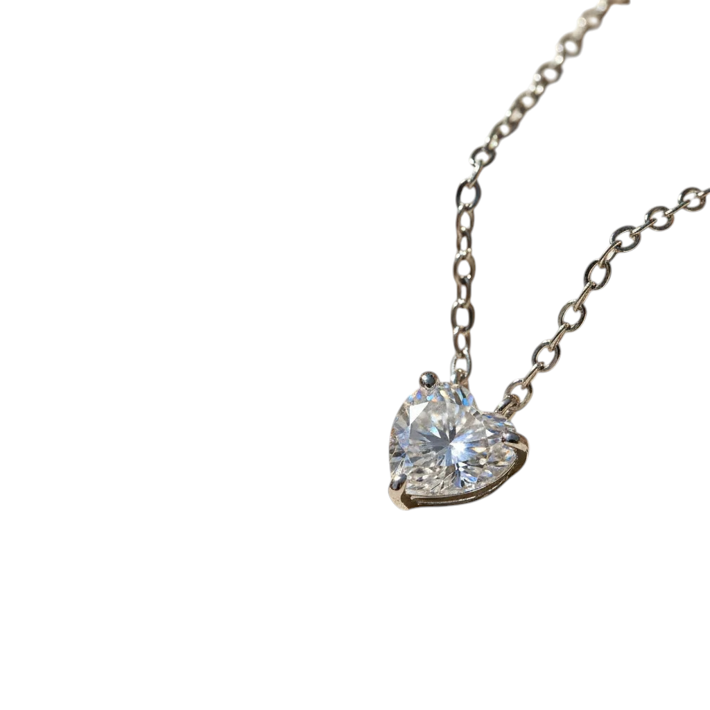 Hayesaura | Coquette Romance 18K Plated Heart Moissanite | Elegant Aesthetic Bridal Pendant