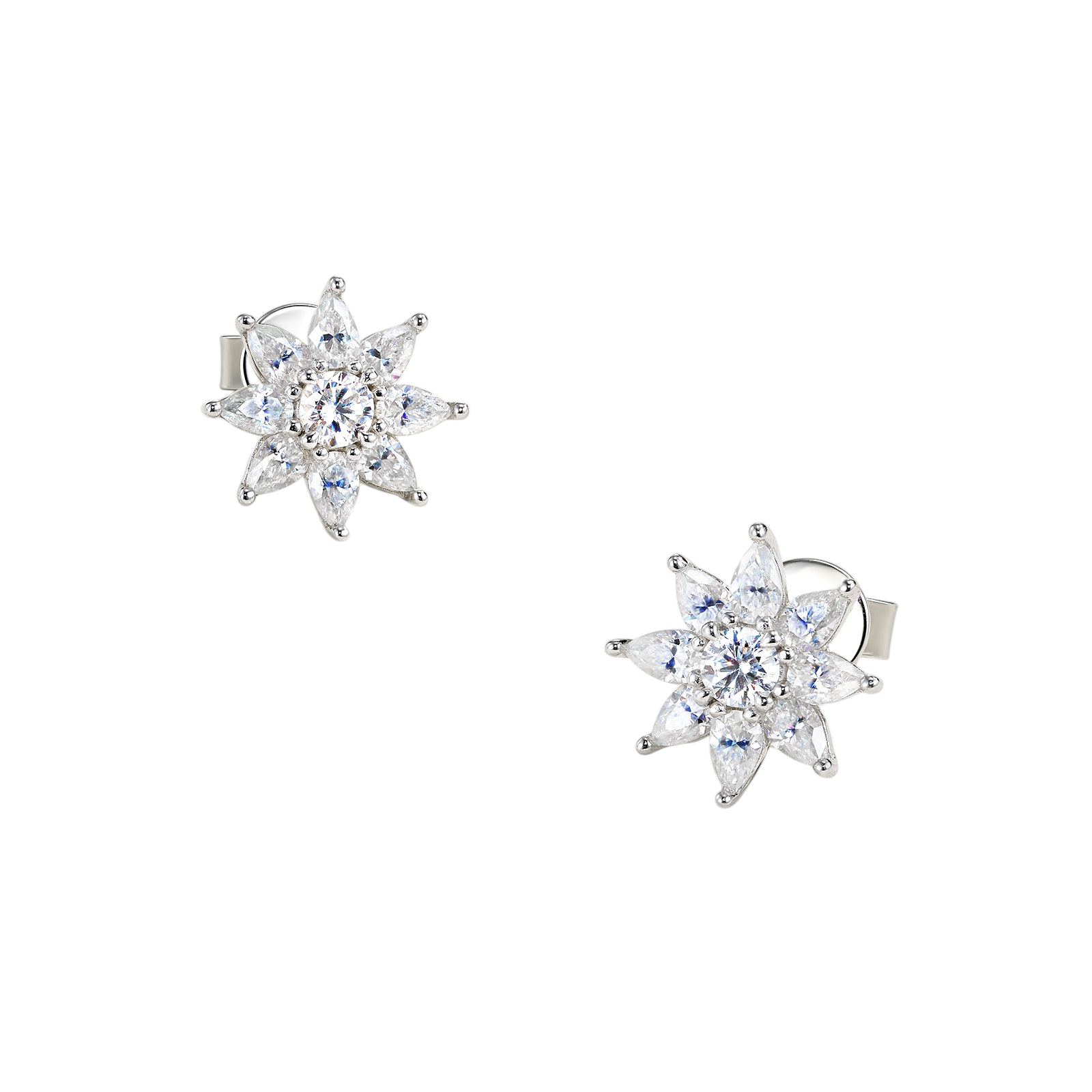 Hayesaura | Winter Glamour D-Color Snowflake Moissanite | High-Cold Festive Stud Earrings