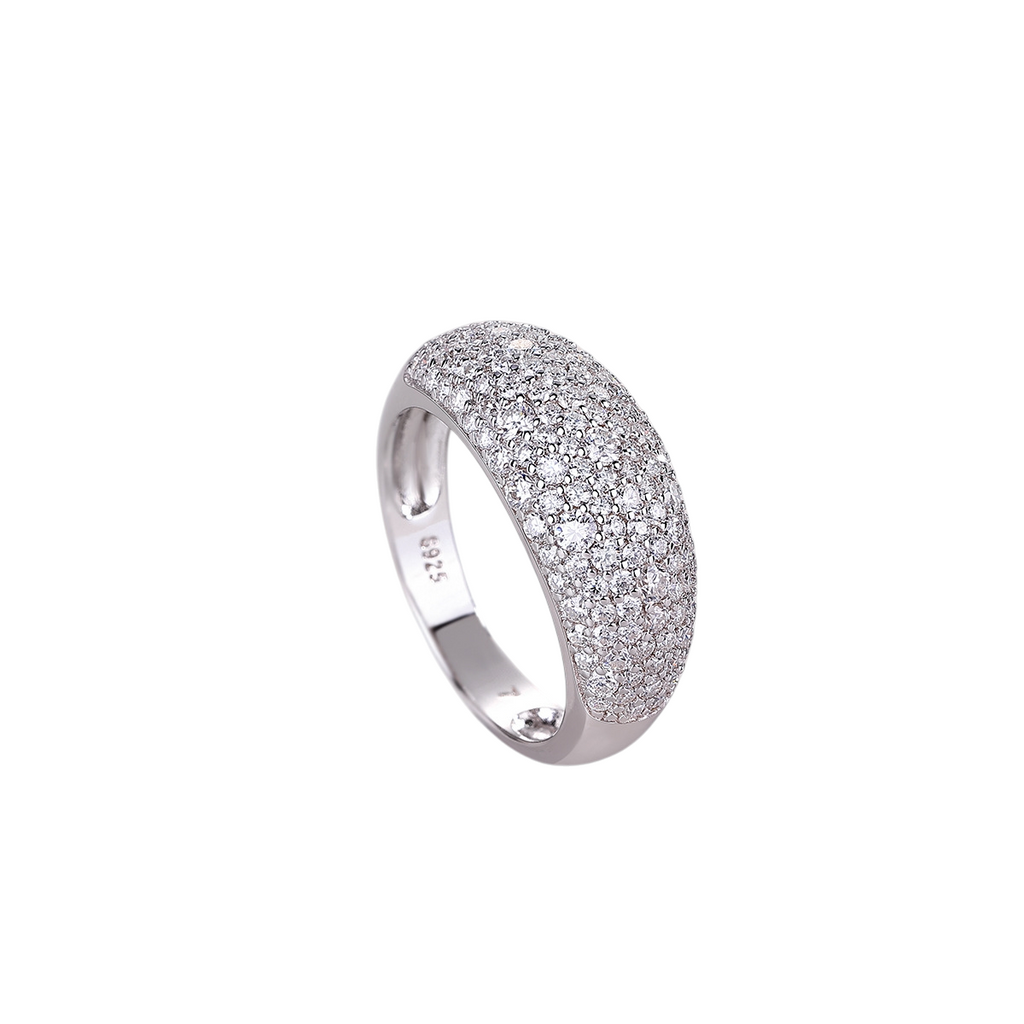 Hayesaura | Wide Band Full Pave Moissanite Proposal Ring | Minimalist