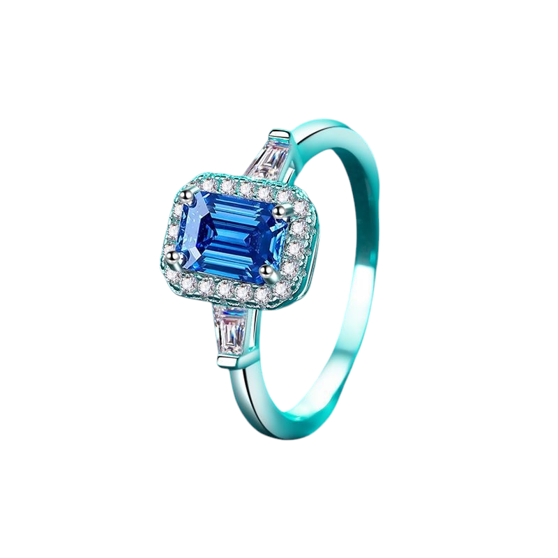 Hayesaura | Ocean Blue Moissanite Light Luxury Solitaire Ring