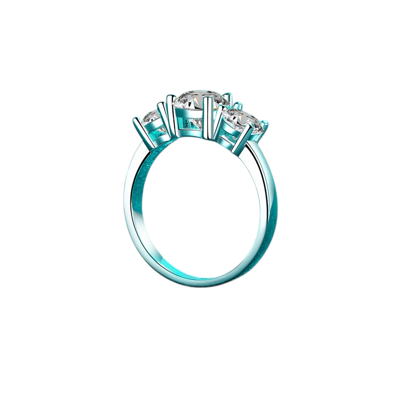 Hayesaura | Old Money 18K Plated Three-Stone Moissanite | Quiet Luxury Bridal Proposal Ring