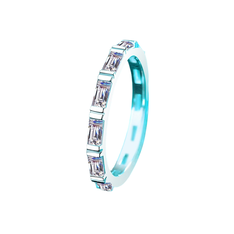 Hayesaura | Quiet Luxury Rectangular Bamboo Joint Moissanite Band | Old Money Stacking Ring