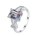 Hayesaura | Beveled Emerald Cut Three-Carat Moissanite Statement Ring