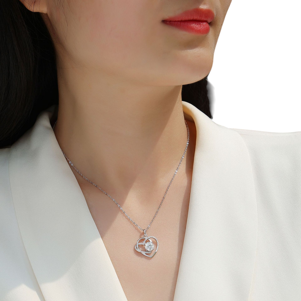 Hayesaura | Coquette Romance 18K Plated Layered Heart Moissanite | Quiet Luxury Bridal Pendant