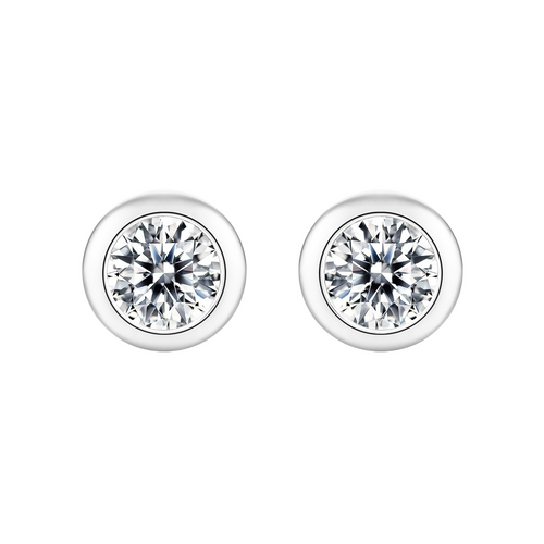 Hayesaura | Coquette Romance Rose Gold Bubble Bezel Moissanite | High-Cold Petite Solitaire Studs