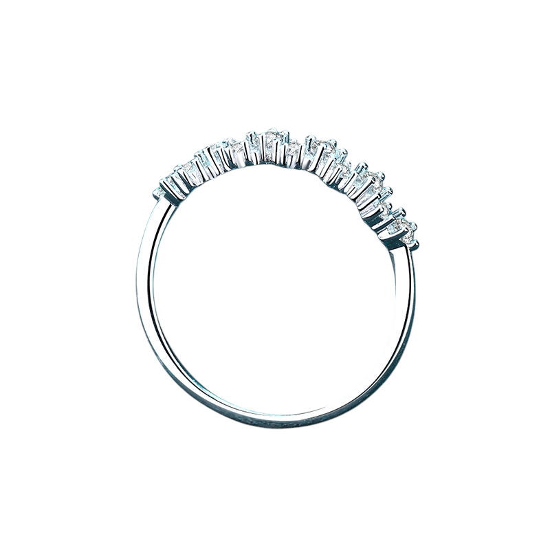 Hayesaura | Fluid Wave Moissanite Half-Eternity Tail Ring