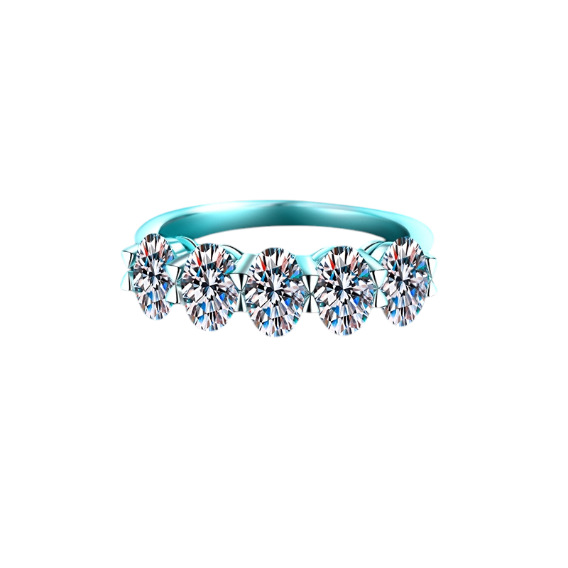 Hayesaura | Clean Fit 18K Plated Oval Cut Moissanite Row Band | Office Siren Daily Minimalist Ring