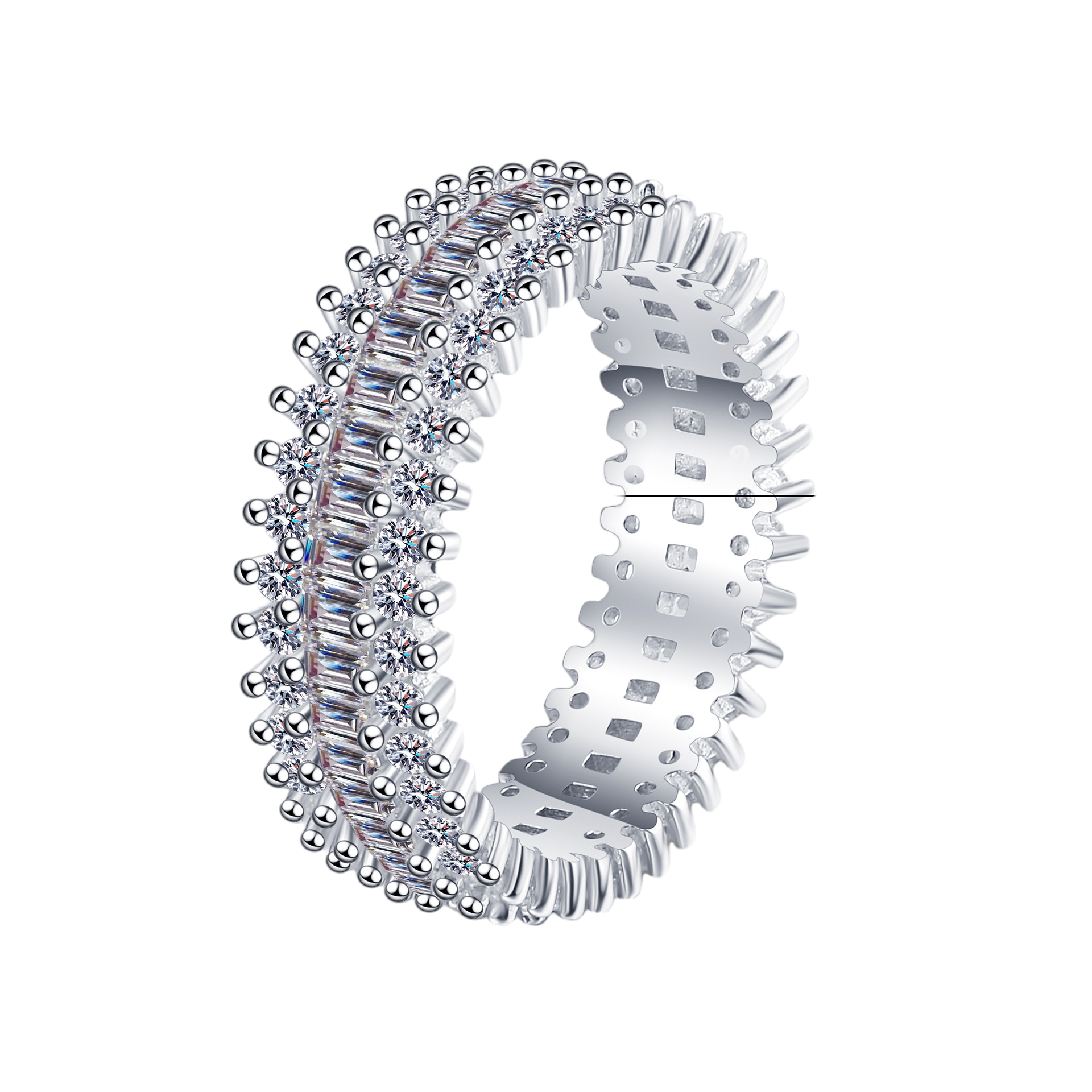 Hayesaura | Chunky Oversized Baguette Cut Moissanite Eternity Band
