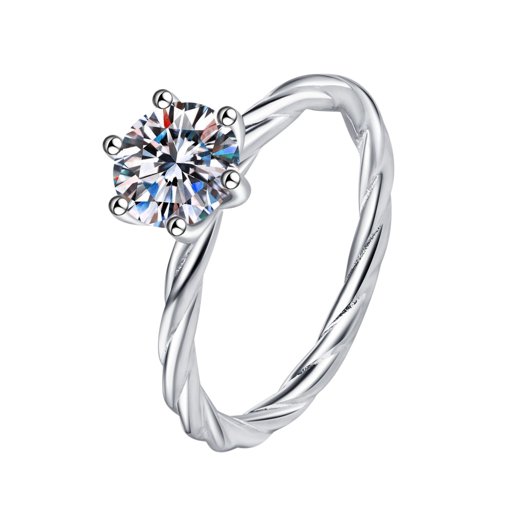 Hayesaura | Cyber Y2K 18K Plated Twisted Braided Moissanite Ring | Acubi Style Daily Stacking Band