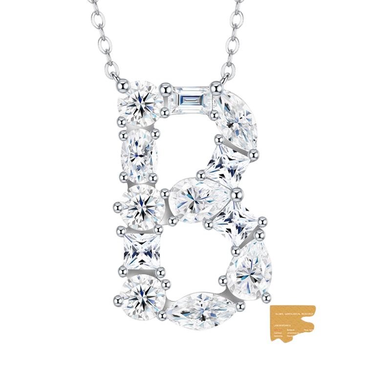 Hayesaura | Street Hip-Hop 18K Plated D-Color Moissanite 26 Initial Letters Necklace | Unisex Avant-Garde Clavicle Chain Statement
