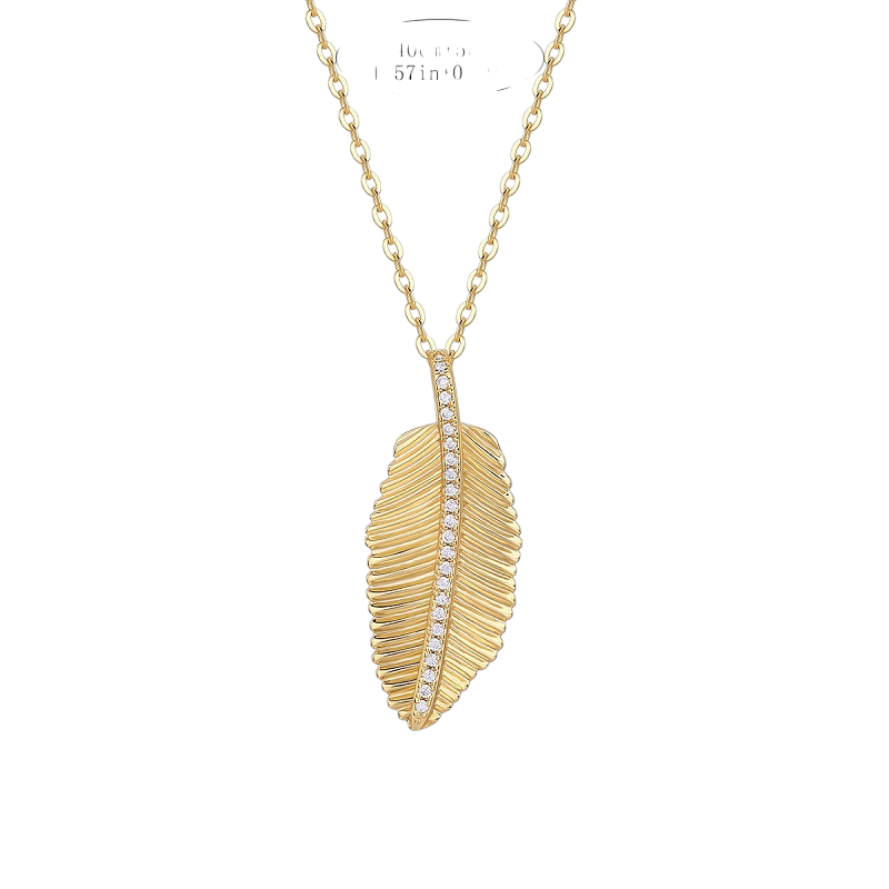 Hayesaura | Golden Hour 18K Yellow Gold Plated Leaf Moissanite | Botanical Minimalist Necklace