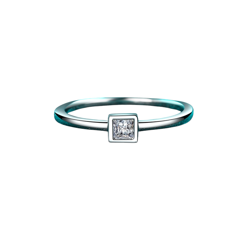 Hayesaura | Minimalist Ice Cube Geometric High-Cold Moissanite Ring