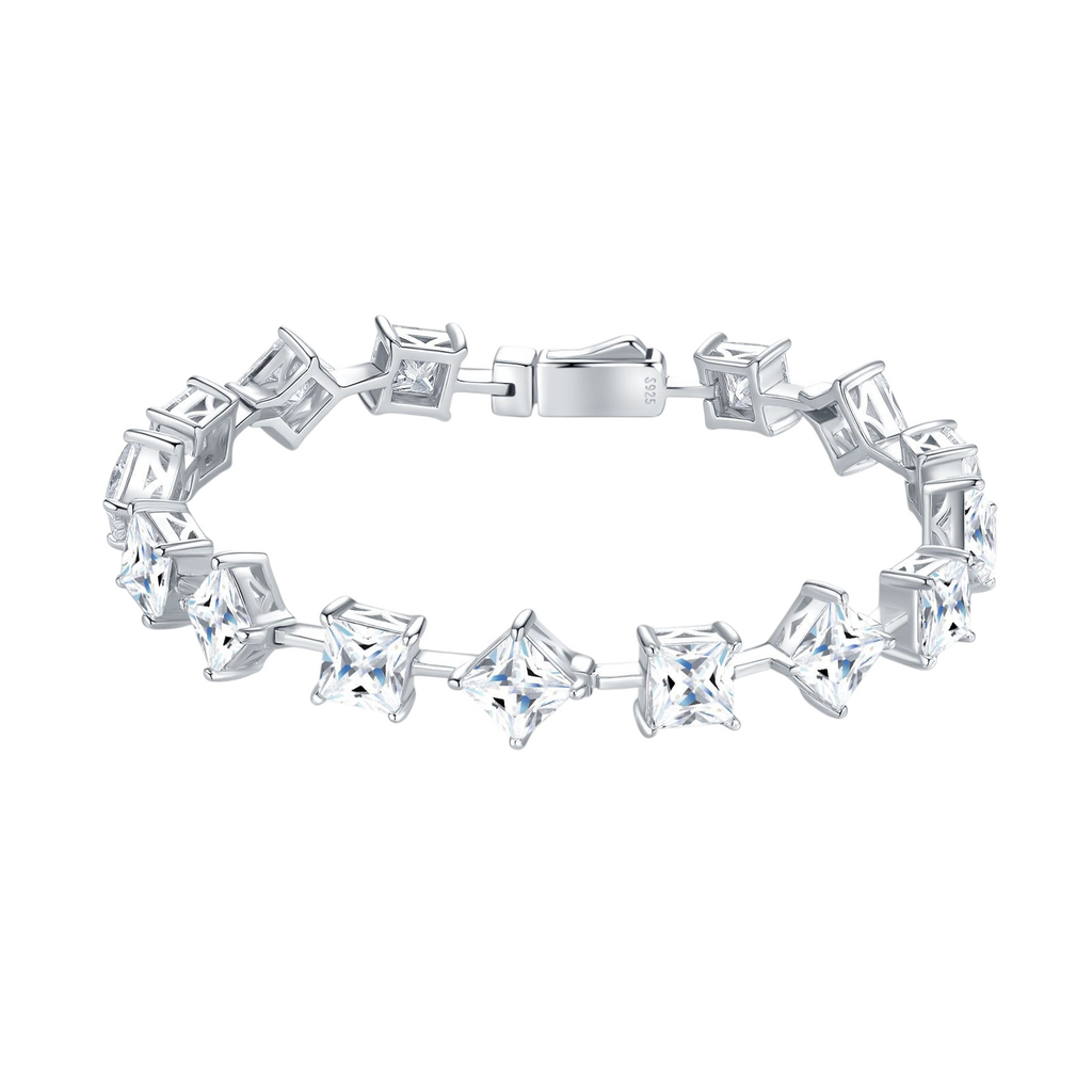 Hayesaura | Office Siren Square Princess-Cut Moissanite | Minimalist Structural Wrist-Band