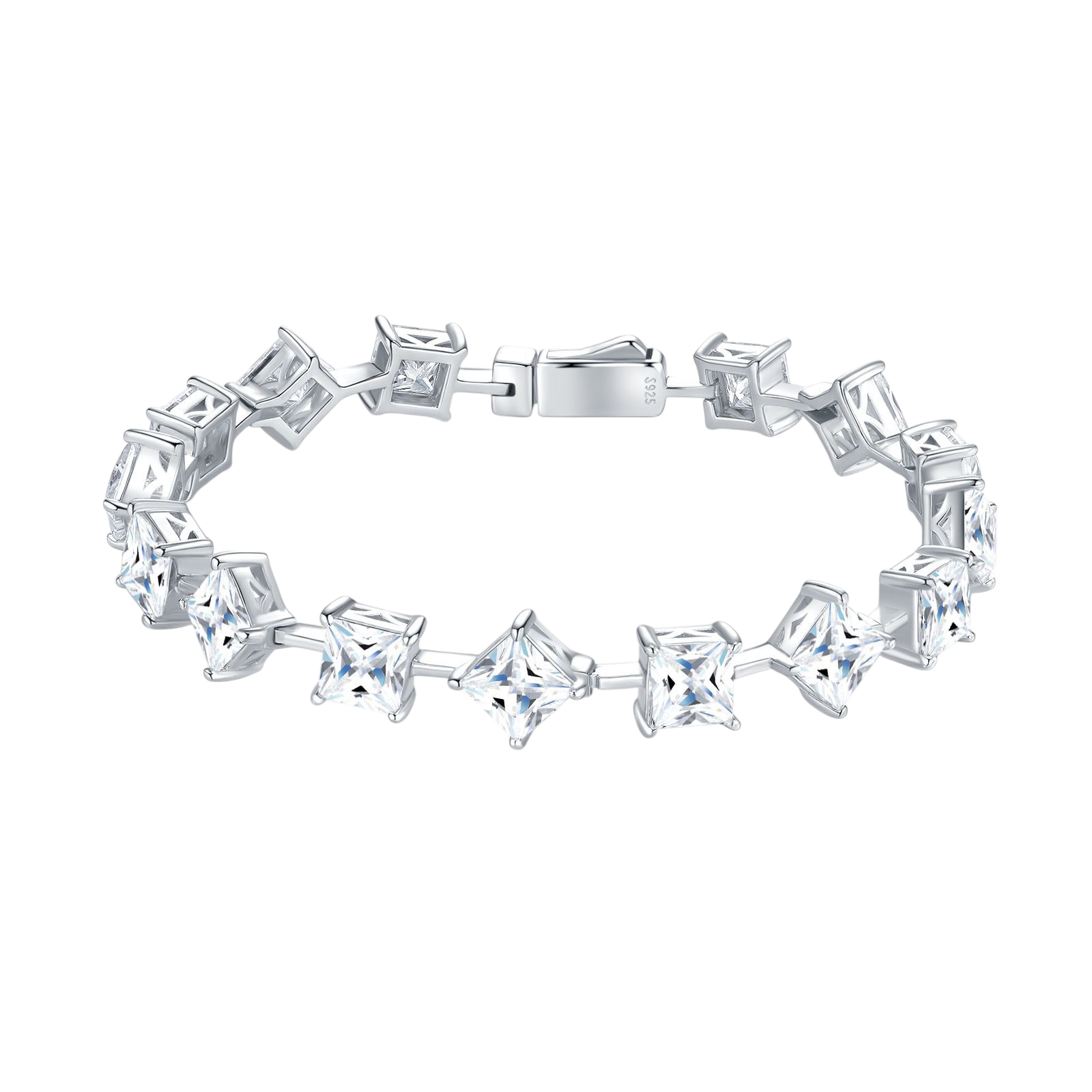 Hayesaura | Office Siren Square Princess-Cut Moissanite | Minimalist Structural Wrist-Band
