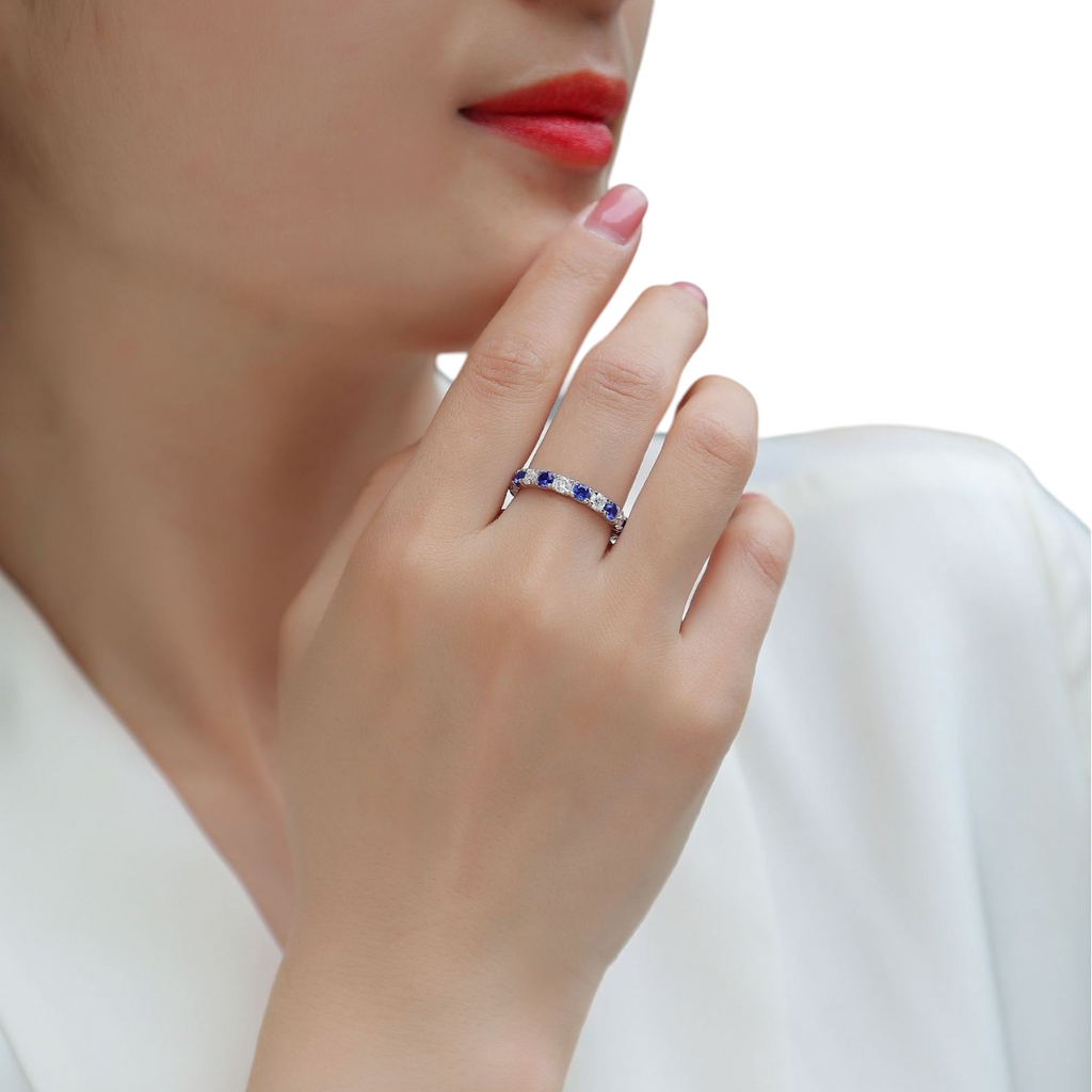Hayesaura | Colored Gem Accent Moissanite Proposal Ring | Minimalist