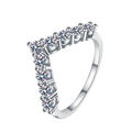Hayesaura | Cyber Y2K Large V-Shape Chevron Moissanite Band | Acubi Style Bold Statement Ring