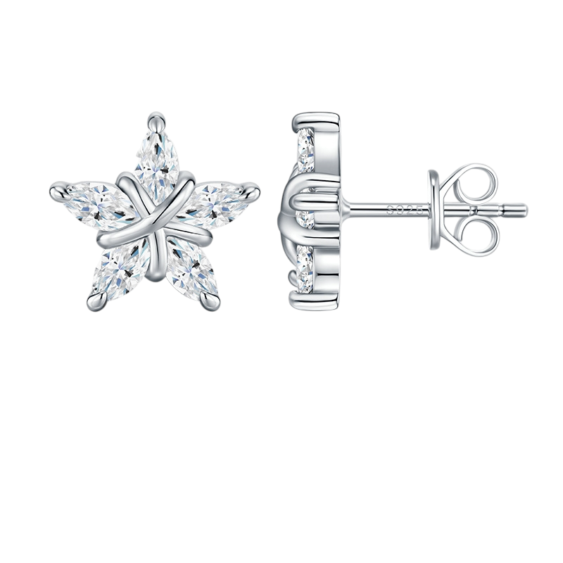 Hayesaura | Celestial Mystique Marquise Star Moissanite | Midnight Glamour Starlit Earrings