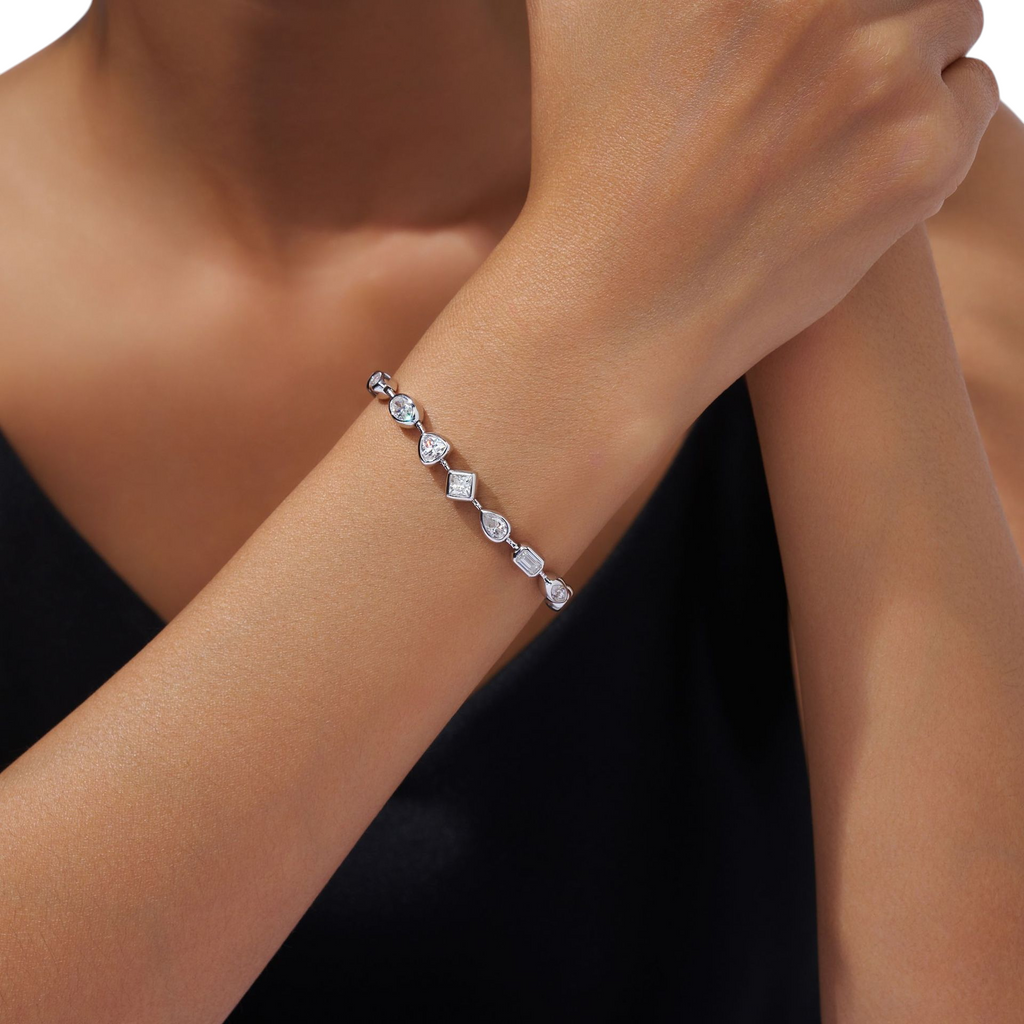 Hayesaura | Deco Geometric Tiered 18K Plated Moissanite Link | Old Money High-Society Bracelet