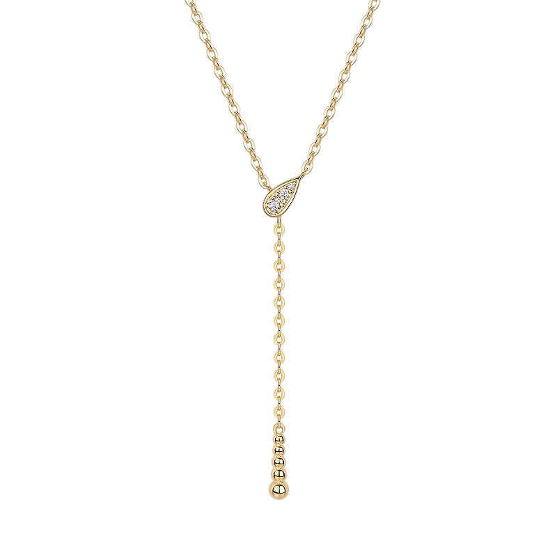 Hayesaura | Office Siren 18K Yellow Gold Plated Y-Shape Moissanite | Muted Minimalist Drop Chain