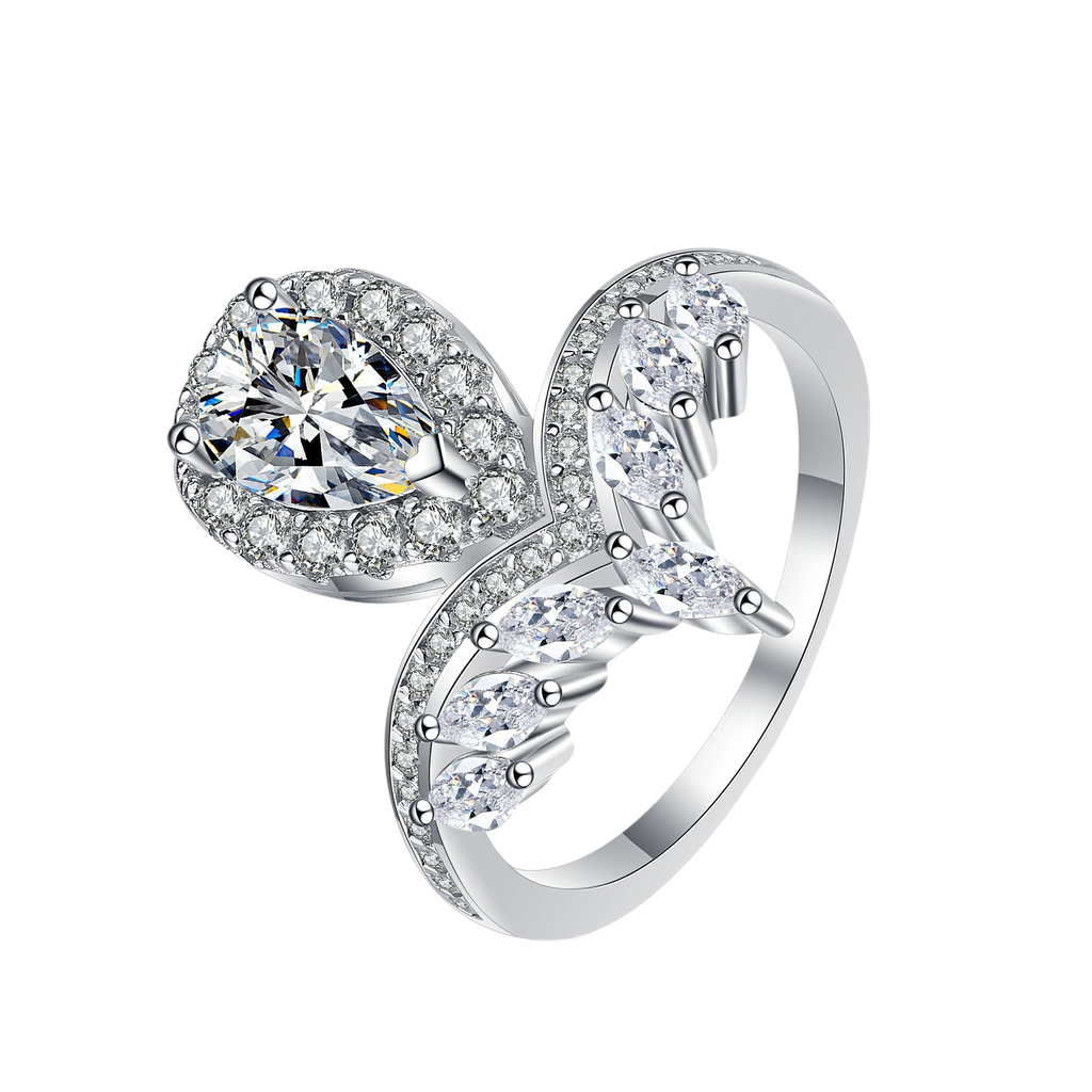 Hayesaura | Avant-Garde 18K Plated Heteromorphic Moissanite Solitaire | Cyber Y2K Proposal Ring