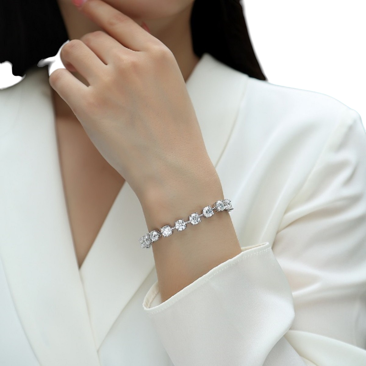 Hayesaura | Old Money Platinum-Plated Unisex Moissanite | Quiet Luxury Statement Tennis Bracelet
