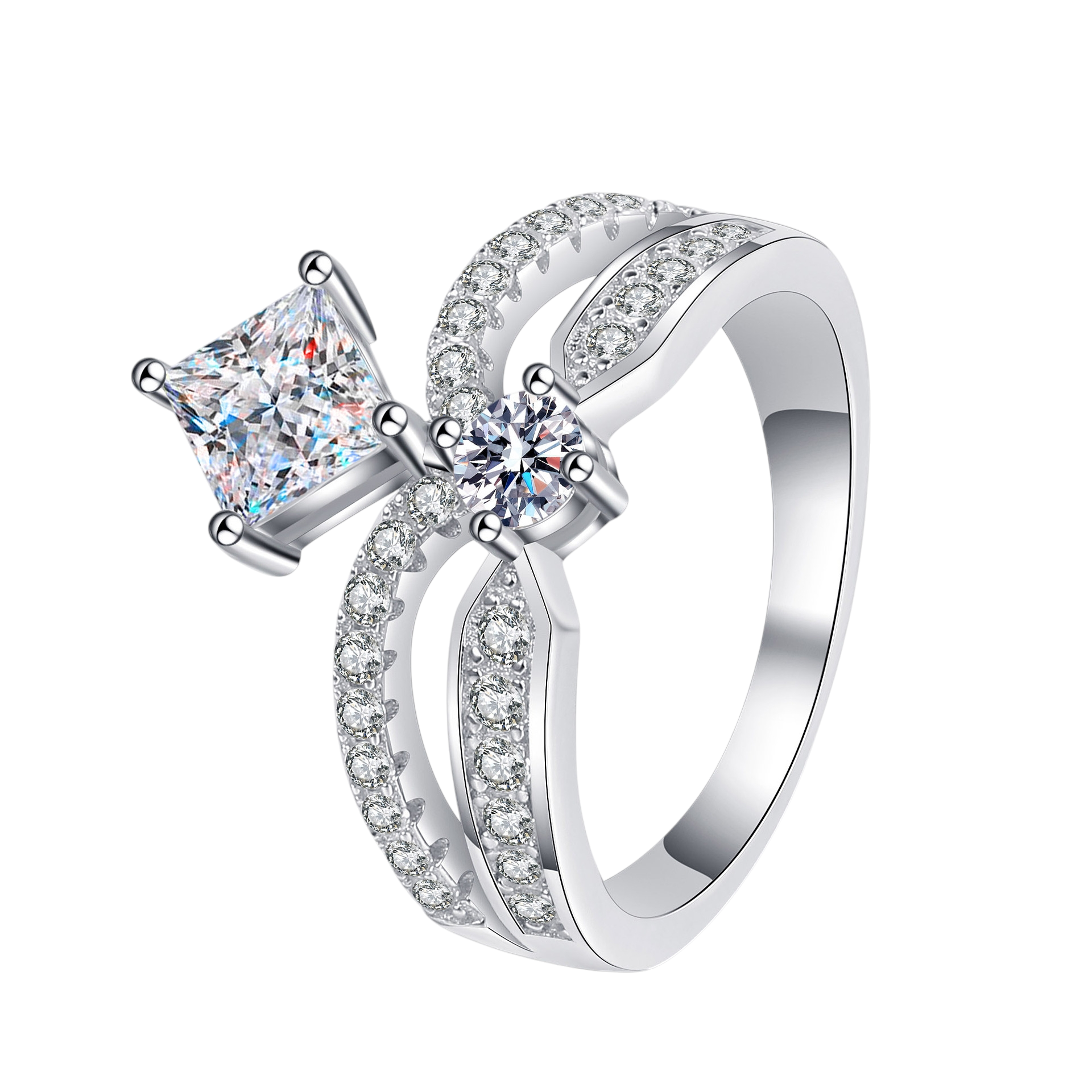 Hayesaura | Princess Crown Tiara Brilliant Moissanite Ring