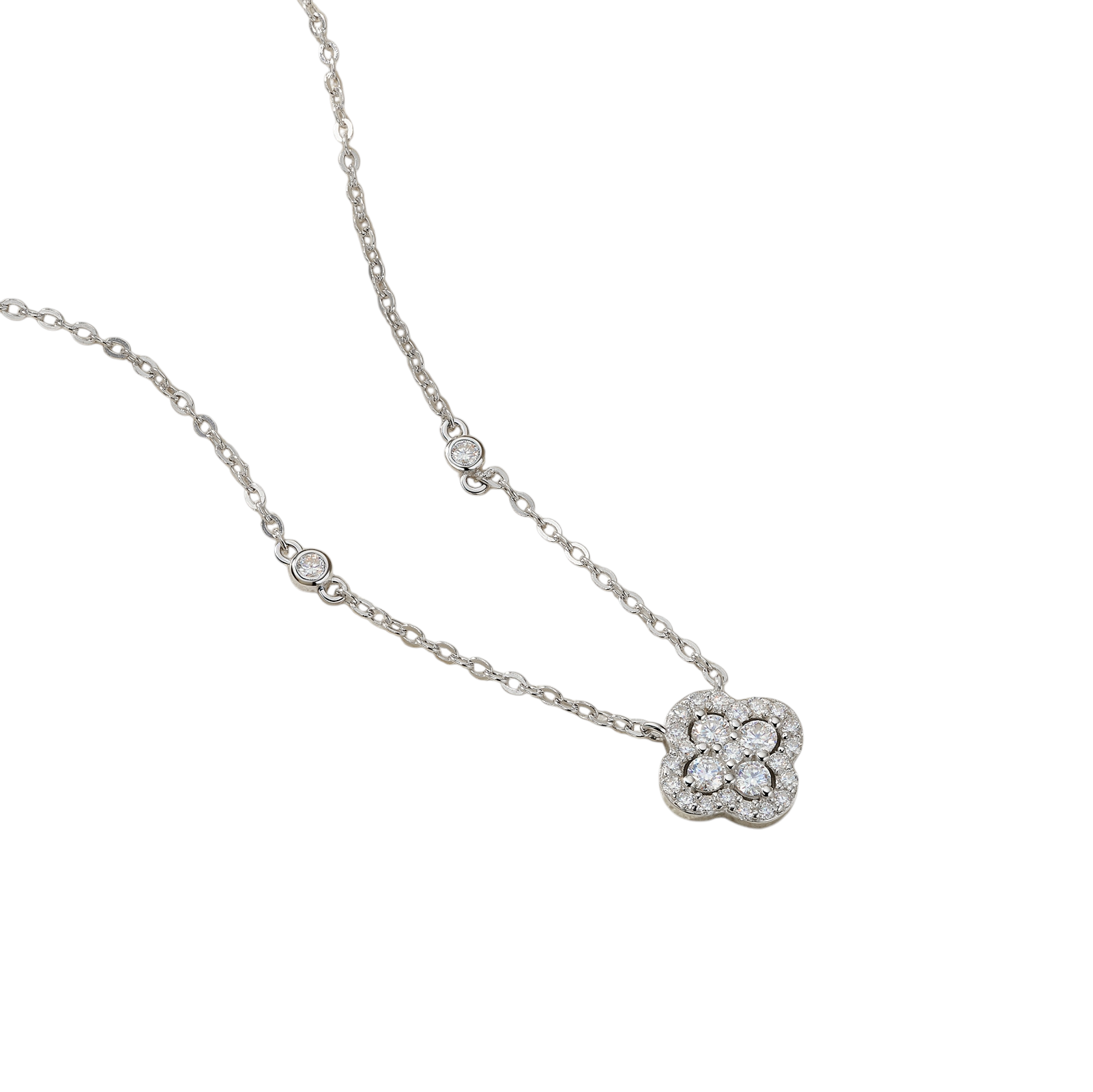 Hayesaura | Regal Heritage 18K Plated Full Pavé Clover Moissanite | Old Money Evening Statement Pendant