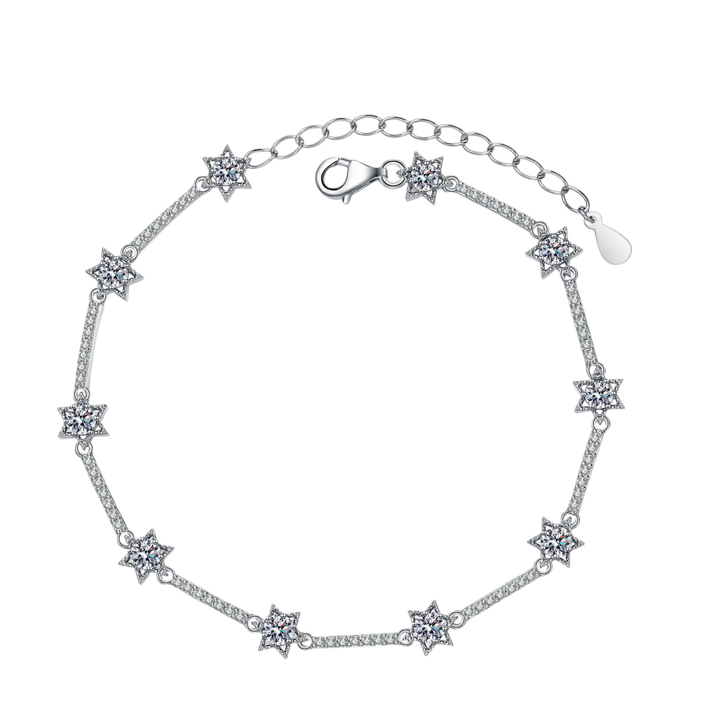 Hayesaura | Cyber Y2K Hexagram Star Ten-Stone Moissanite Bracelet | Avant-Garde High-Cold Talisman