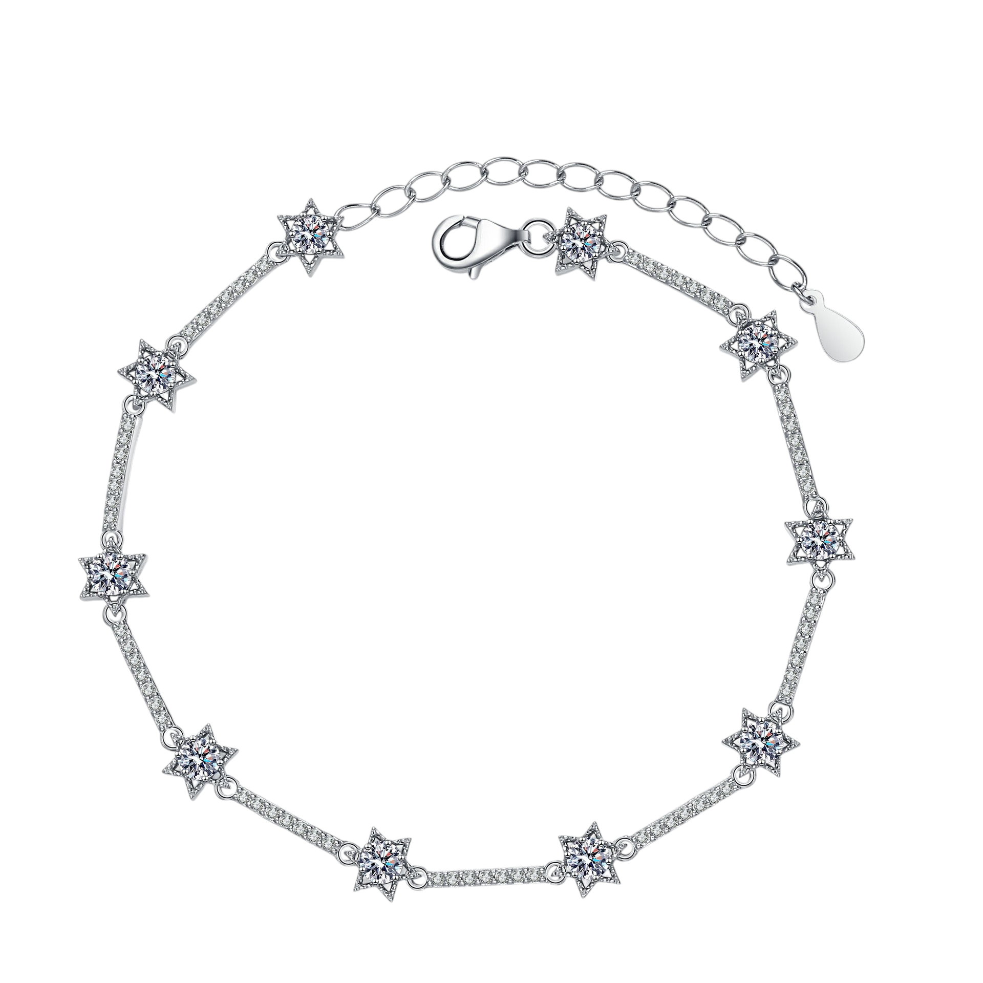 Hayesaura | Cyber Y2K Hexagram Star Ten-Stone Moissanite Bracelet | Avant-Garde High-Cold Talisman