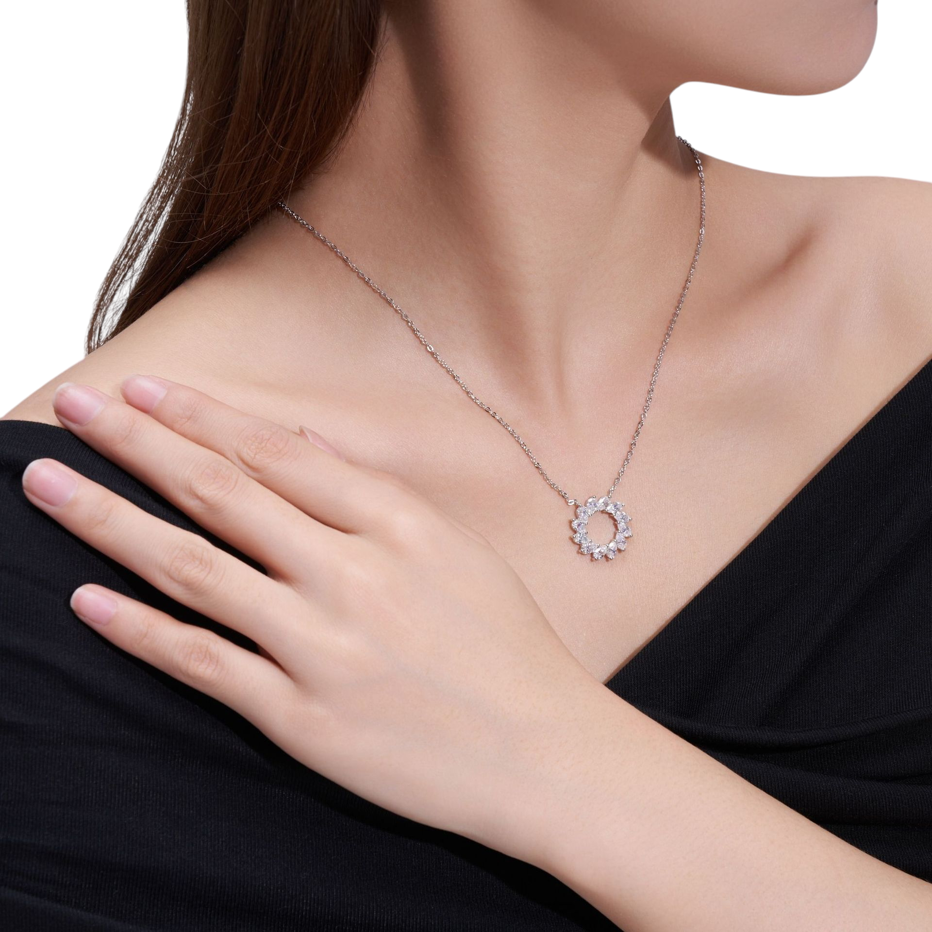 Hayesaura | Acubi Style 18K Plated Marquise Circle Moissanite | Cyber Y2K Minimalist Pendant