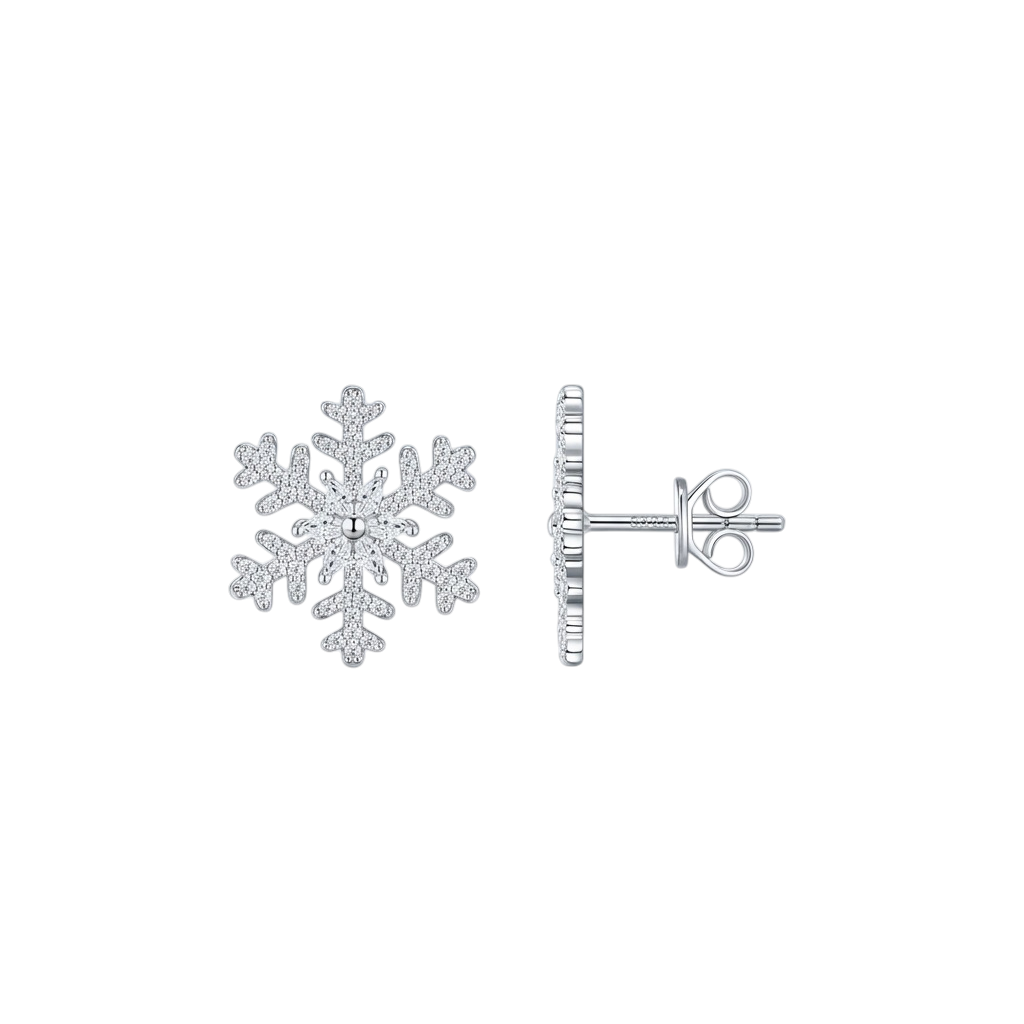 Hayesaura | Parisian Chic Snowflake Halo Moissanite Drops | Winter Glamour High-Society Studs
