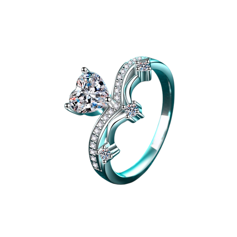 Hayesaura | Clean Fit Elegant Heart V-Shape Moissanite Ring | Modern Romance Promise Ring