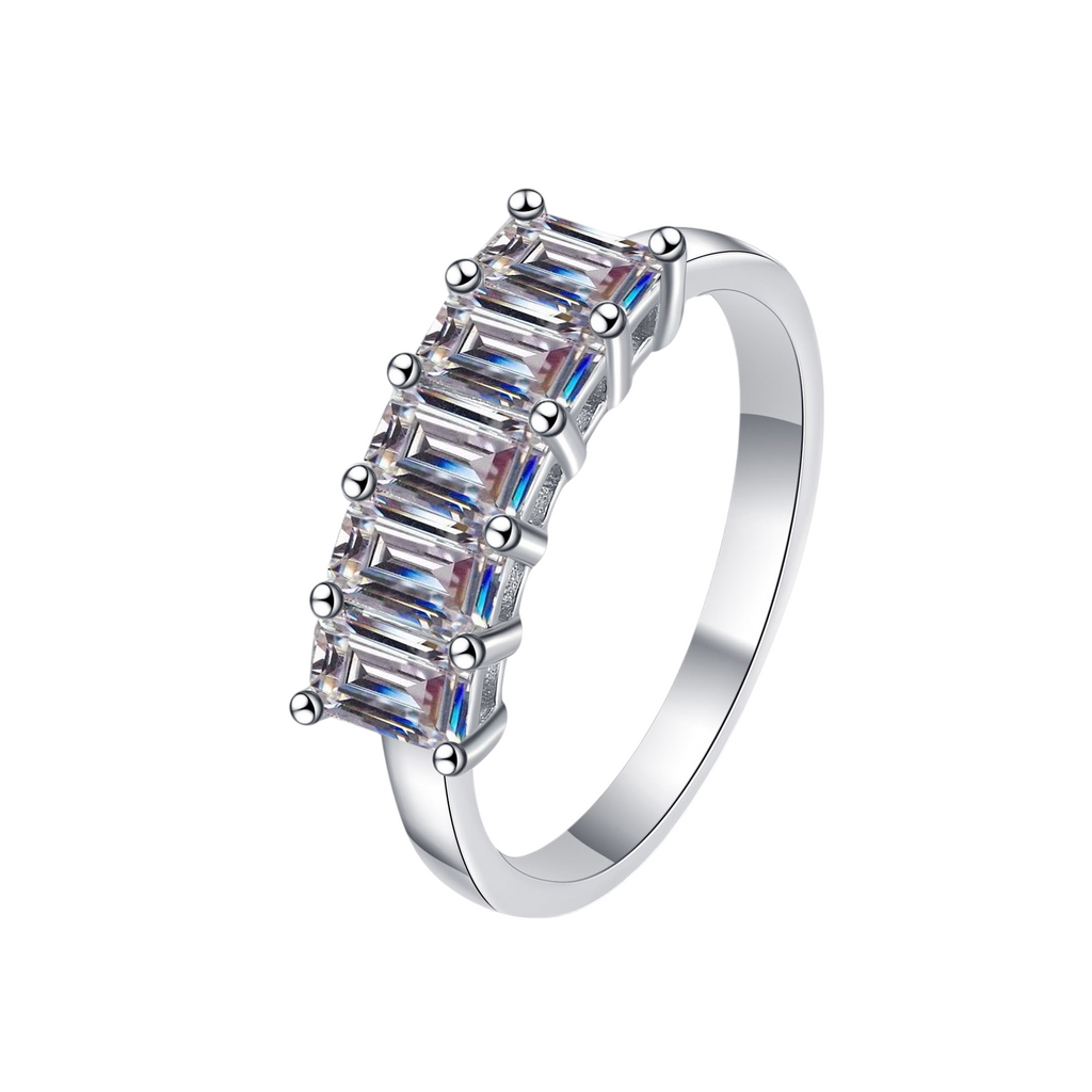Hayesaura | Clean Fit 18K Plated Emerald Cut Moissanite | Minimalist Office Statement Ring