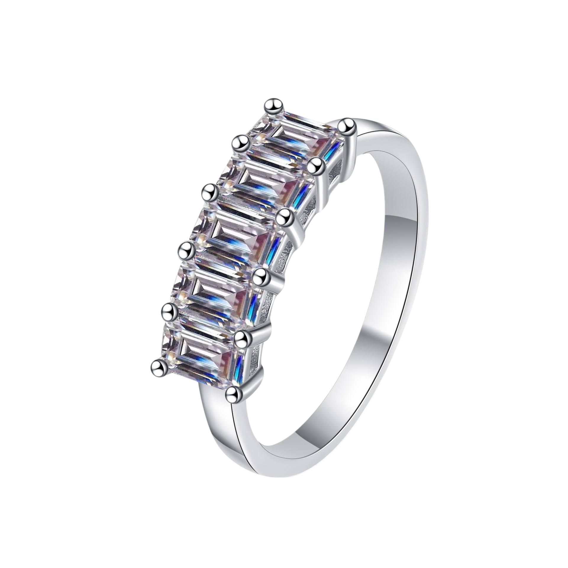 Hayesaura | Clean Fit 18K Plated Emerald Cut Moissanite | Minimalist Office Statement Ring