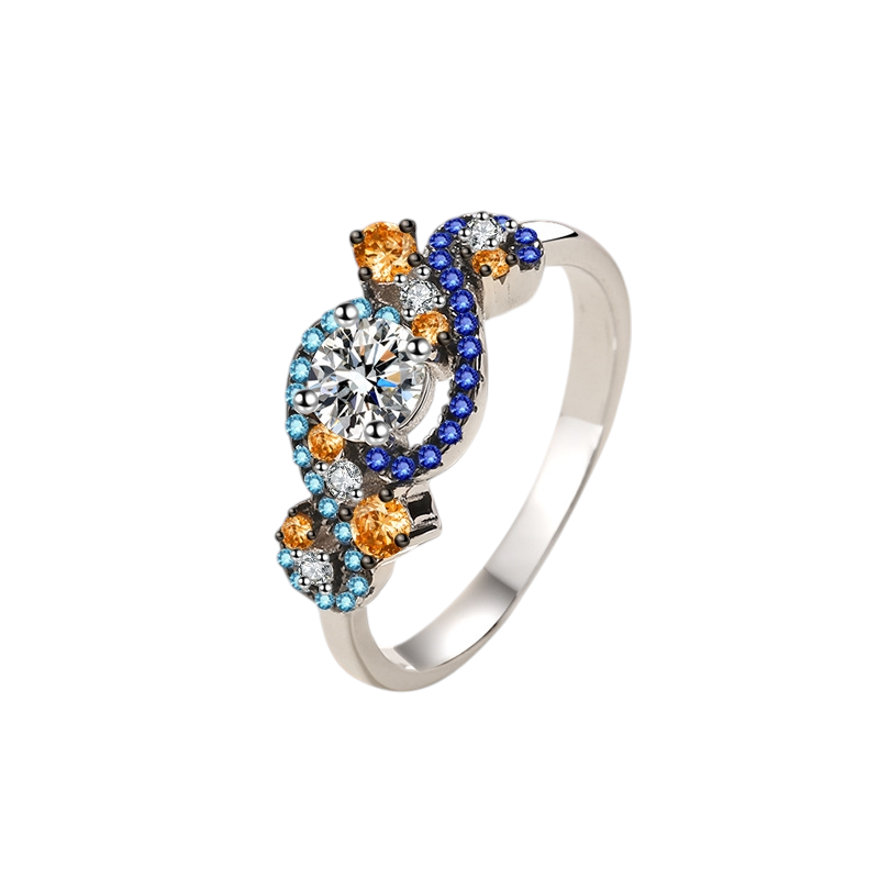 Hayesaura | Angel's Eye Multi-Tone Mixed Metal Moissanite Ring