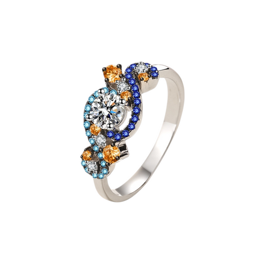 Hayesaura | Angel's Eye Multi-Tone Mixed Metal Moissanite Ring