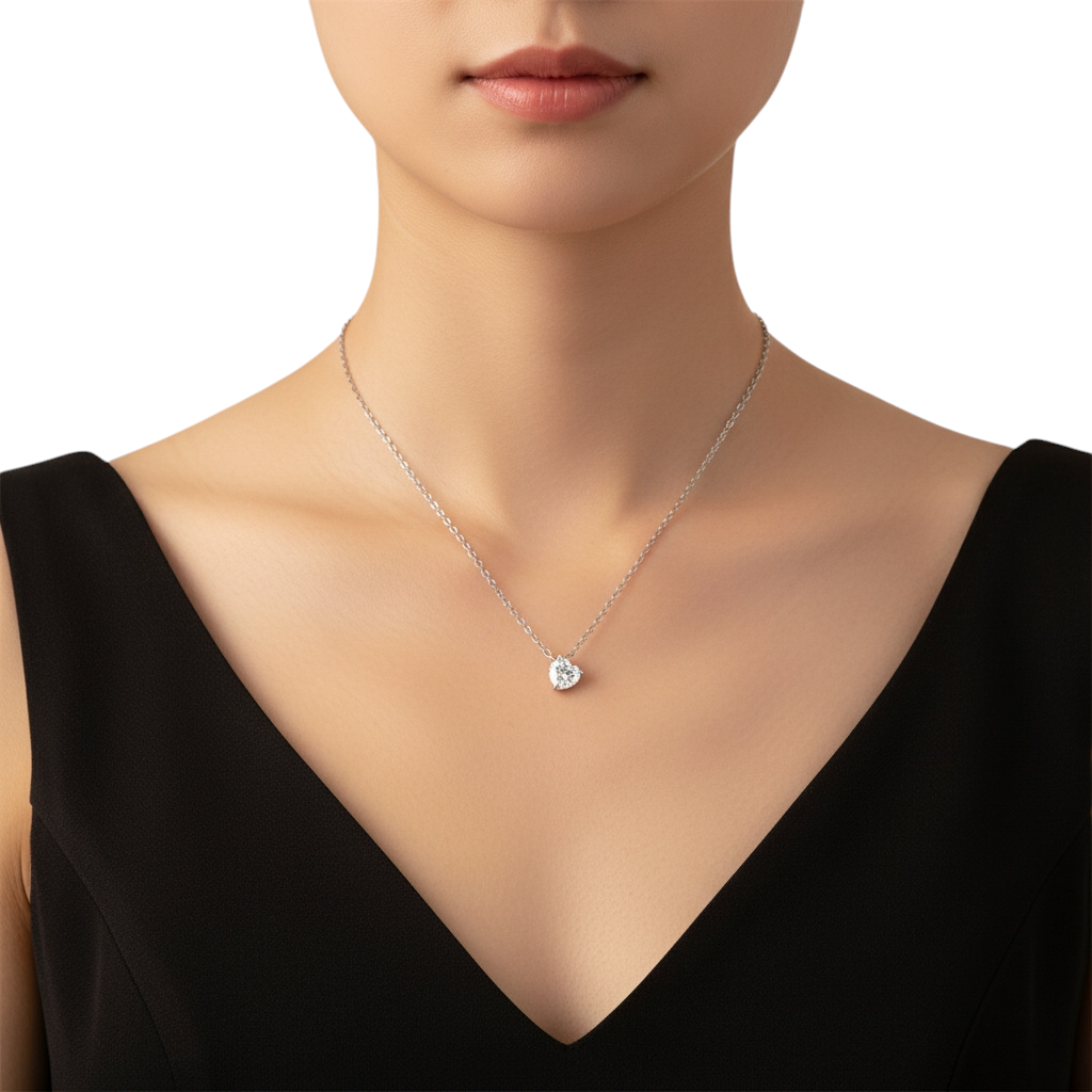 Hayesaura | Coquette Romance 18K Plated Heart Moissanite | Elegant Aesthetic Bridal Pendant