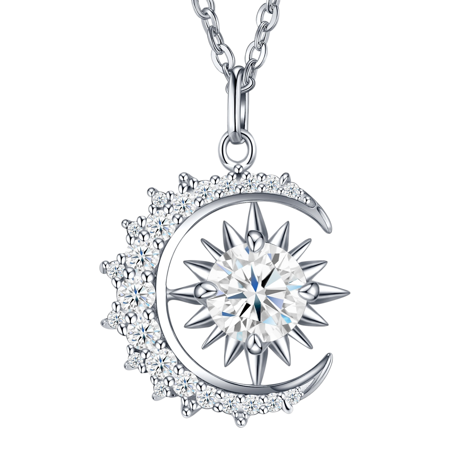 Hayesaura | Celestial Mystique 18K Plated Sun & Moon Moissanite | Bohemian Luxe Clavicle Chain