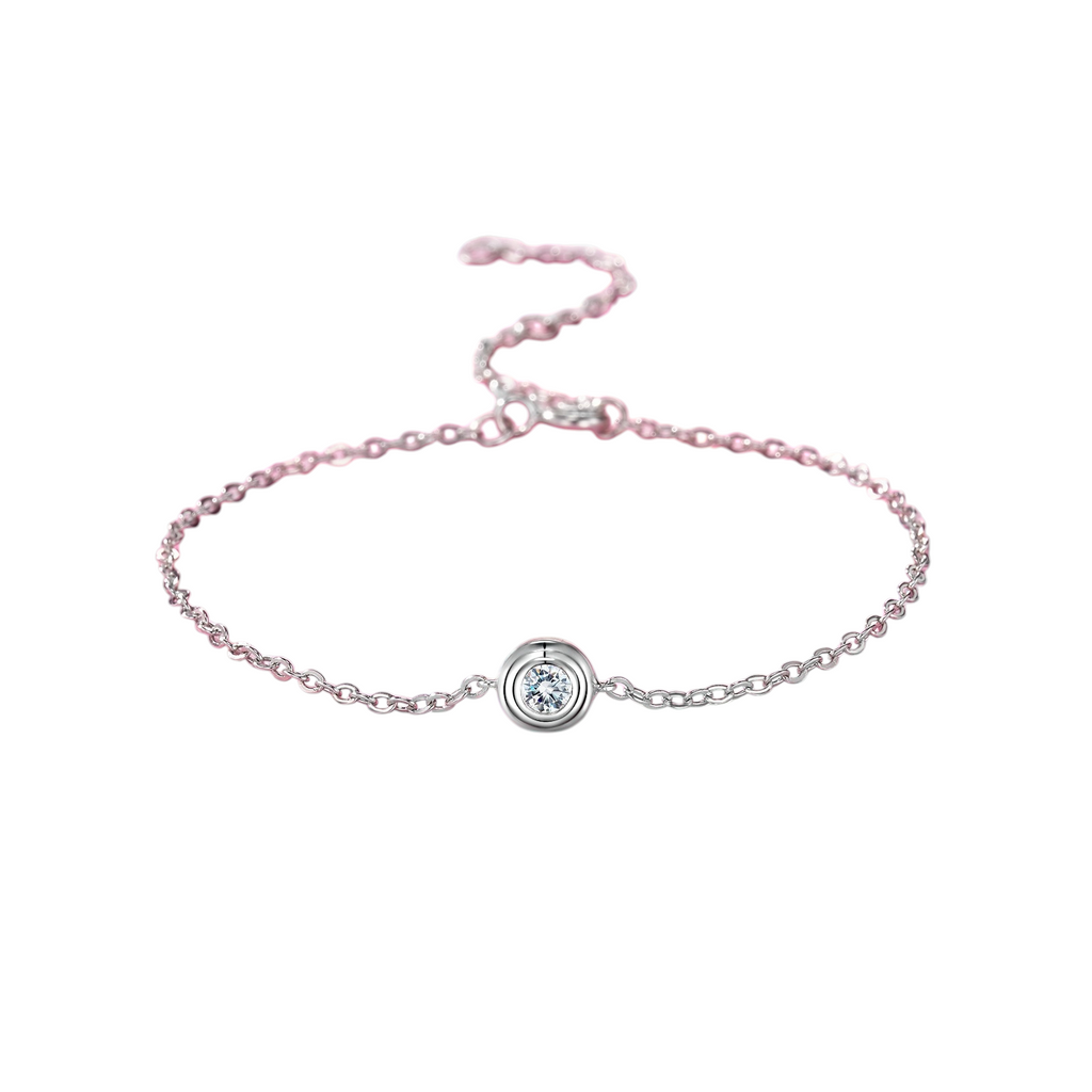 Hayesaura | Korean Minimalist Geometric Single-Stone Moissanite Solitaire | High-Cold Graceful Chain
