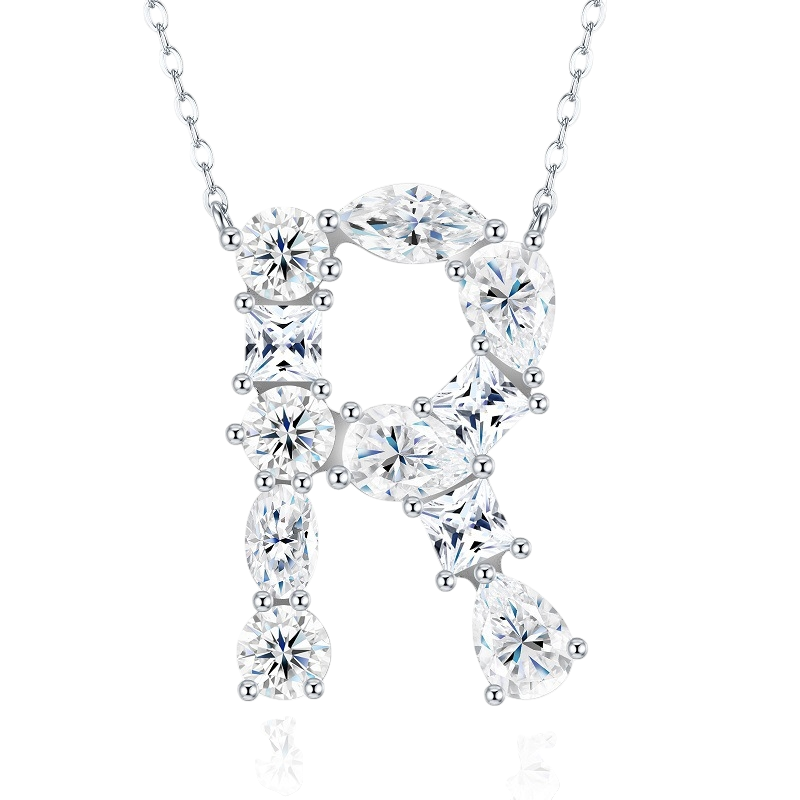 Hayesaura | Street Hip-Hop 18K Plated D-Color Moissanite 26 Initial Letters Necklace | Unisex Avant-Garde Clavicle Chain Statement
